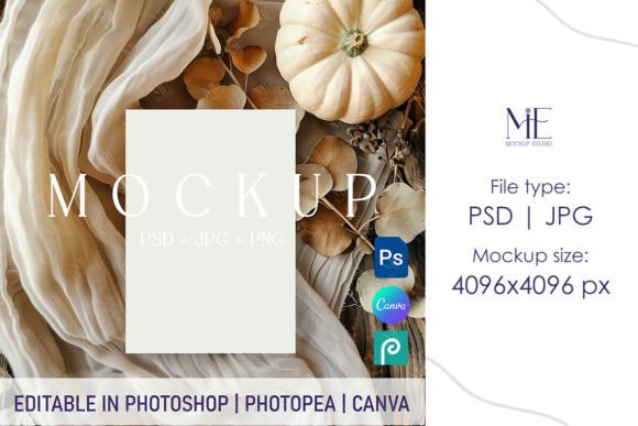 Boho Autumn Invitation Card Mockup: Elevate Your Fall Designs