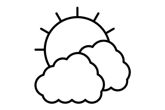 Clouds and Sun Outline Icon: A Versatile Visual for Every Project