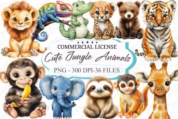 Practical Evaluation: Cute Jungle Animals Watercolor Clipart for Digital Creators