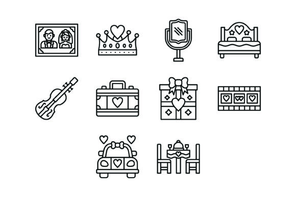 Streamline Your Design Workflow with the 10 Wedding Outline Icons Bundle